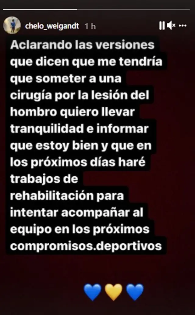 Marcelo Weigandt se pronunció sobre su lesión.