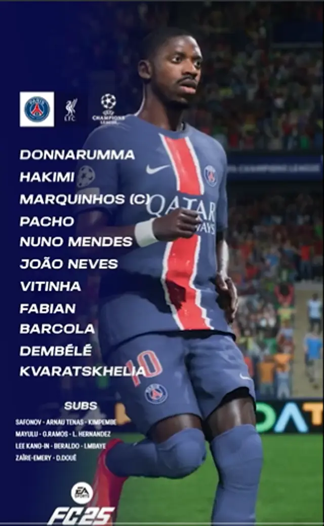 Alineación de PSG vs. Liverpool. Alineación de PSG vs. Liverpool.