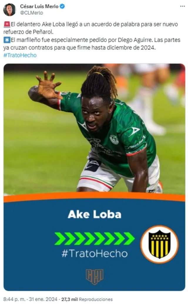 Aké Loba irá a Peñarol