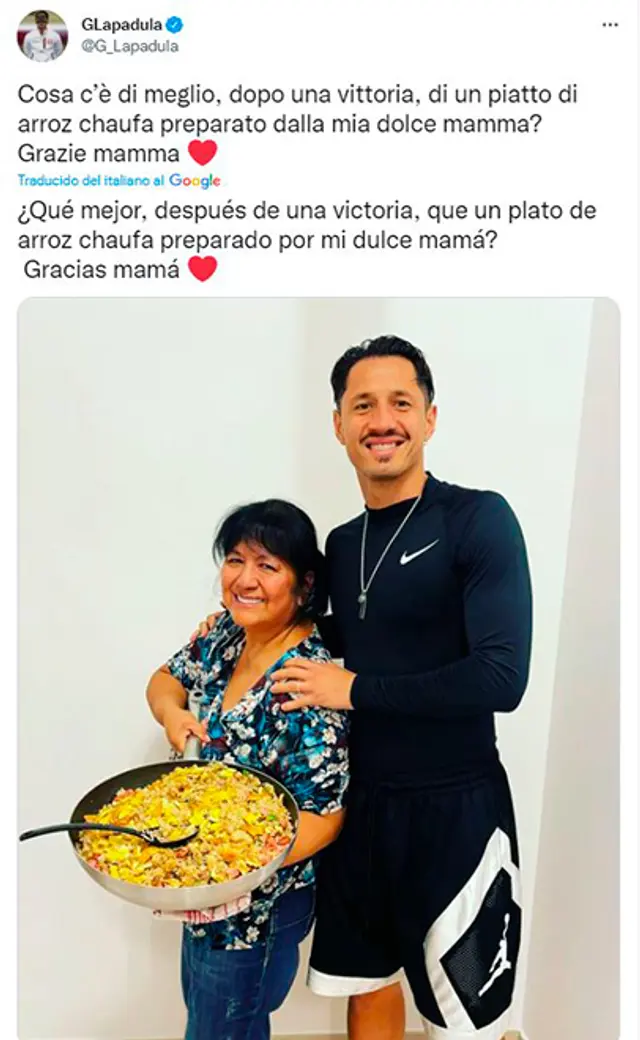 Mensaje de Gianluca Lapadula en redes sociales.   