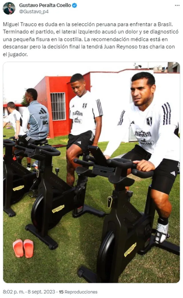 Miguel Trauco es duda ante Brasil Miguel Trauco es duda ante Brasil