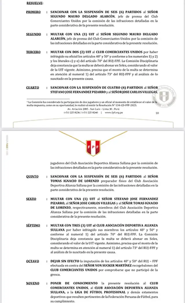 Comisión Disciplinaria FPF