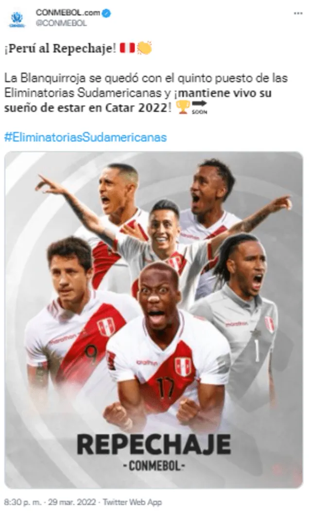 Conmebol se rindió ante Perú tras llegar al repechaje.