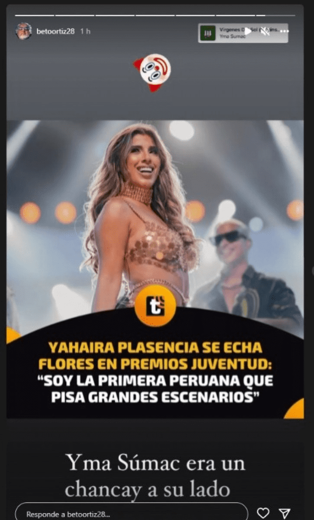 Yahaira Plasencia Beto Ortiz troleo redes sociales instagram Yma Súmac premios juventud