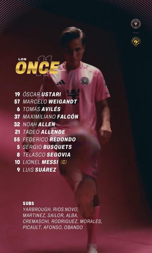 Alineación de Inter Miami vs. Palmeiras. Alineación de Inter Miami vs. Palmeiras.