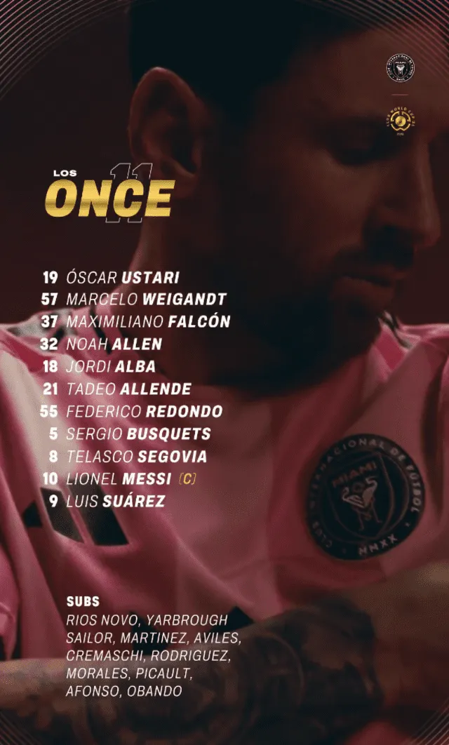 Alineación de Inter Miami vs. PSG.   