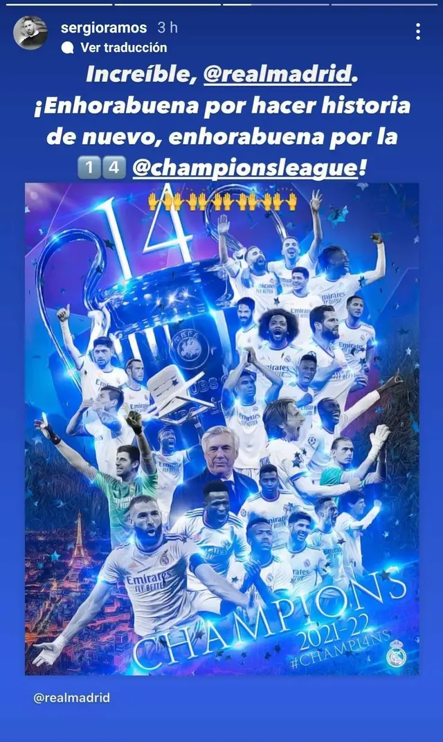 Sergio Ramos celebró título de Real Madrid.