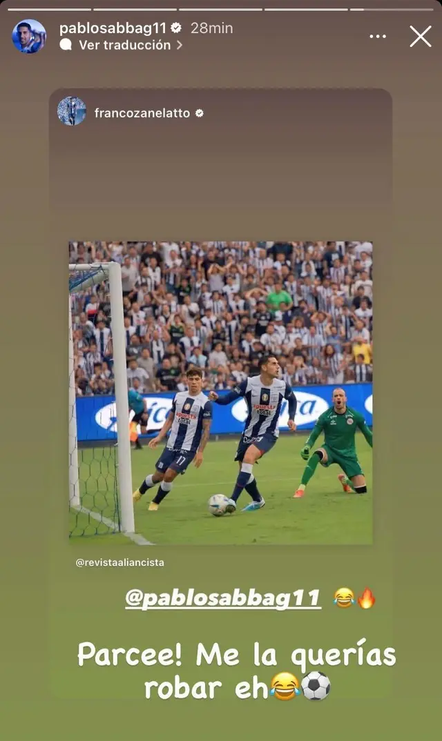  Pablo Sabbag molesta a Franco Zanelatto por querer 'robarle su gol'.   