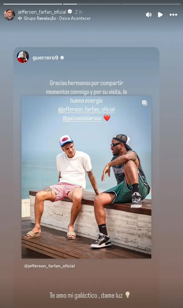 La publicación que hizo Farfán y Paolo reaccionó | Foto: Instagram Jefferson Farfán   