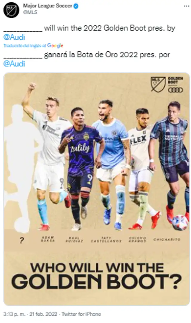 MLS dio a conocer los candidatos a la Bota de Oro 2022.