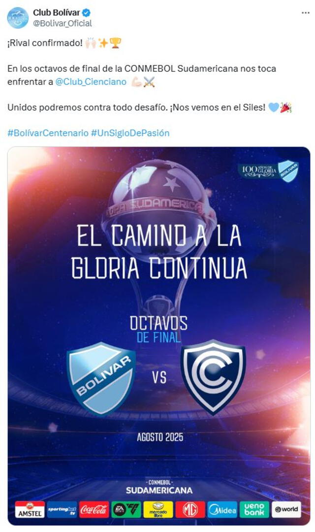 Bolívar vs Cienciano Bolívar vs Cienciano