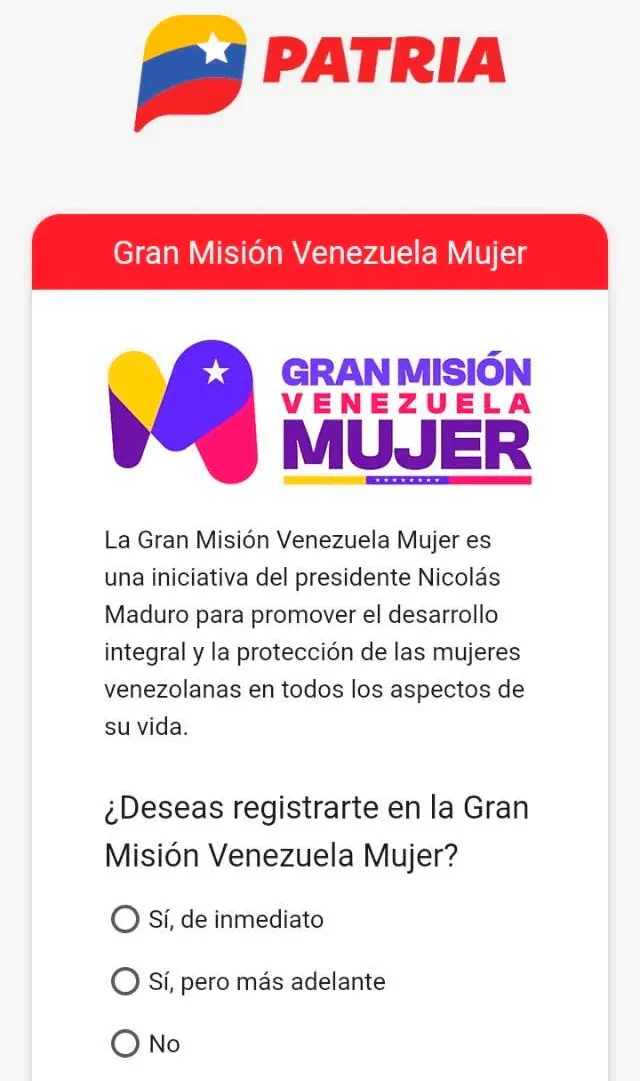 Bono Gran Misión Venezuela Mujer