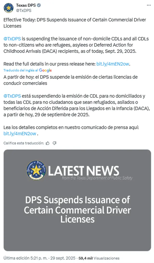 Licencia de conducir para inmigrantes en Texas