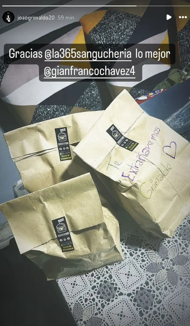 El detalle que recibió Joao Grimaldo tras dejar Sporting Cristal | Foto: Instagram Joao Grimaldo El detalle que recibió Joao Grimaldo tras dejar Sporting Cristal | Foto: Instagram Joao Grimaldo