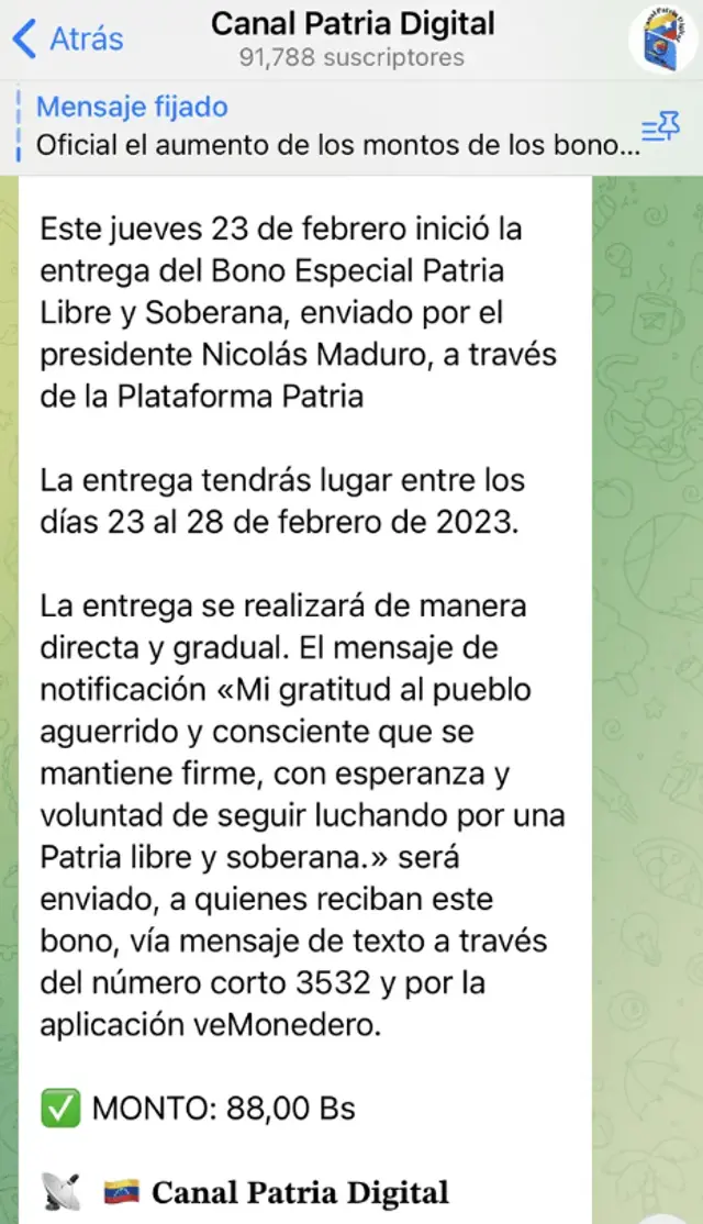 Bono Patria Libre y Soberana