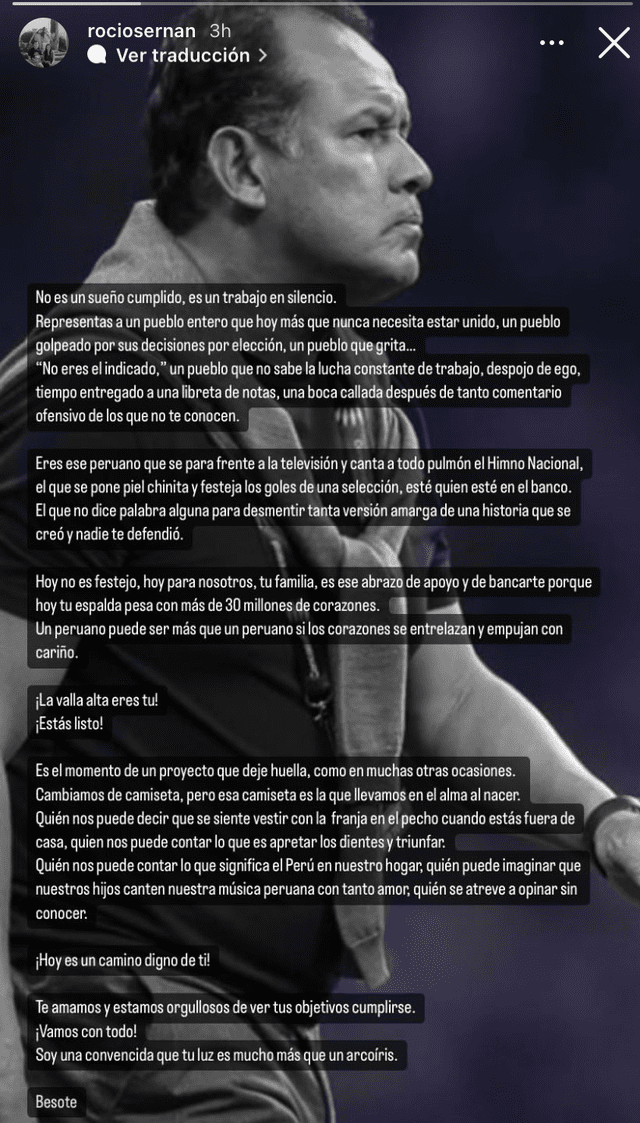 Post de esposa de Juan Reynoso en Instagram.