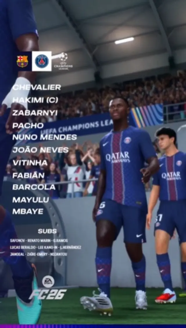 Alineación de PSG vs. Barcelona. Alineación de PSG vs. Barcelona.