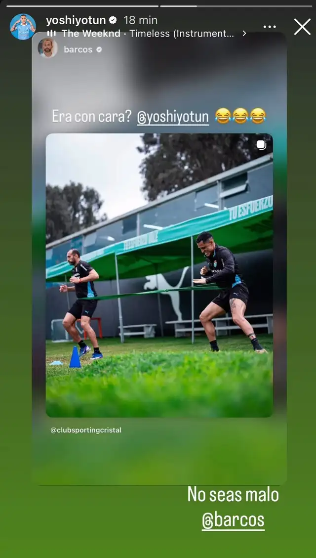 Hernán Barcos y Yoshimar Yotún se bromearon luego de los entrenamientos en Sporting Cristal Hernán Barcos y Yoshimar Yotún se bromearon luego de los entrenamientos en Sporting Cristal