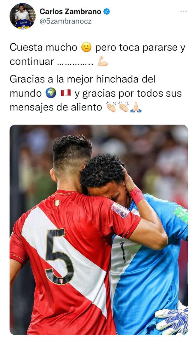 <em>El mensaje de Carlos Zambrano en redes sociales.</em>   