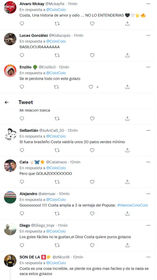 Gol de Costa con Colo Colo en Twitter Gol de Costa con Colo Colo en Twitter
