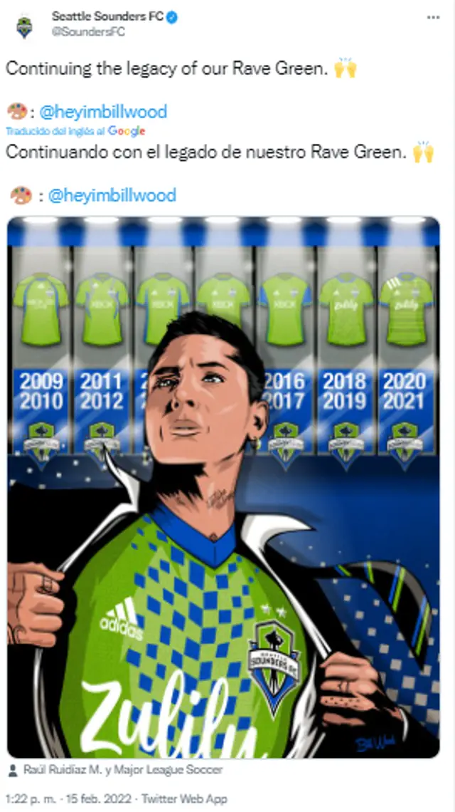 Ruidíaz como caricatura de Seattle Sounders.