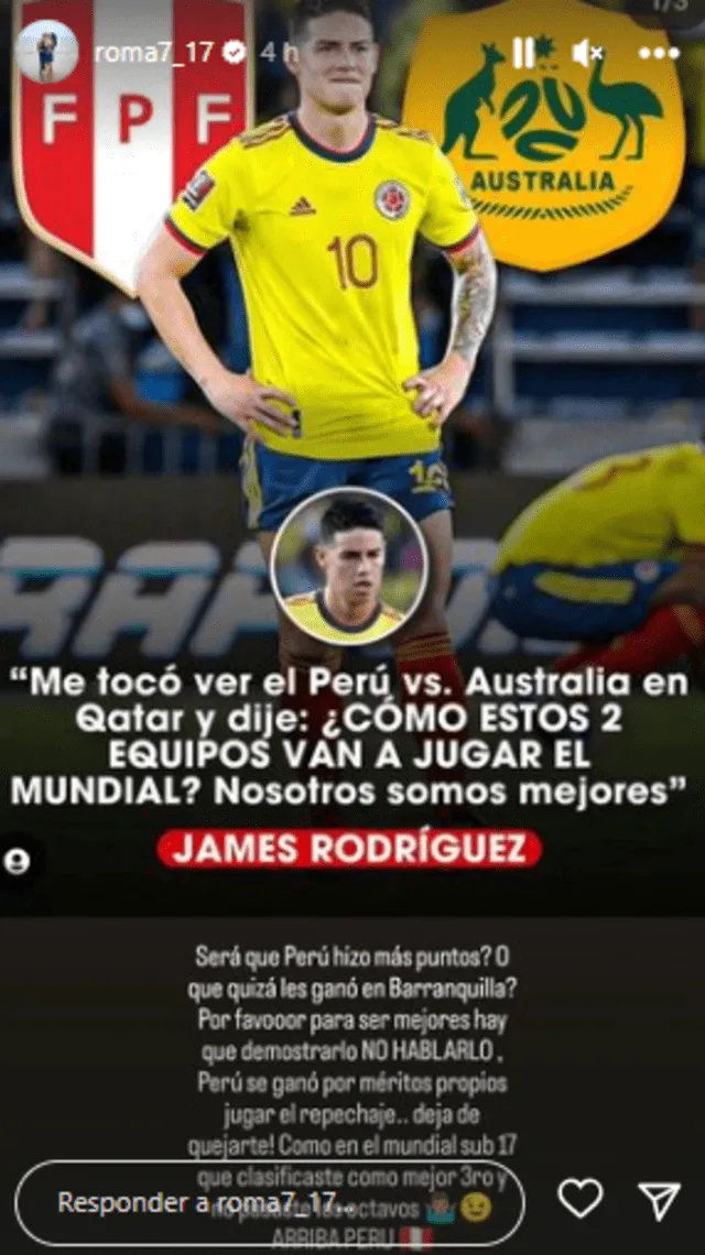 Manco le dio fuerte respuesta a James por su polémica declaración sobre Perú.