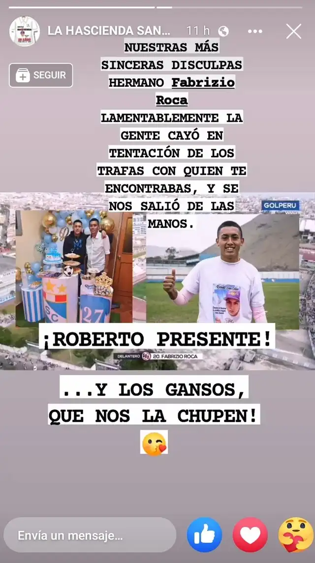 Barristas de Sporting Cristal a Fabrizio Roca Barristas de Sporting Cristal a Fabrizio Roca