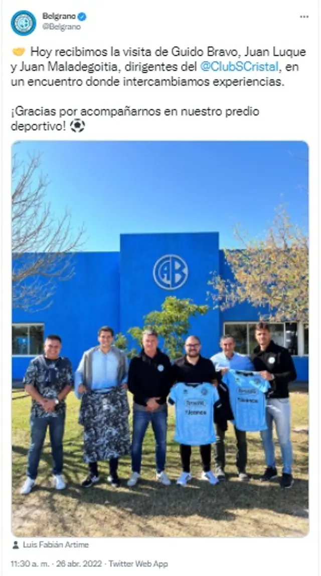 Belgrano recibió a directivos de Sporting Cristal. Belgrano recibió a directivos de Sporting Cristal.
