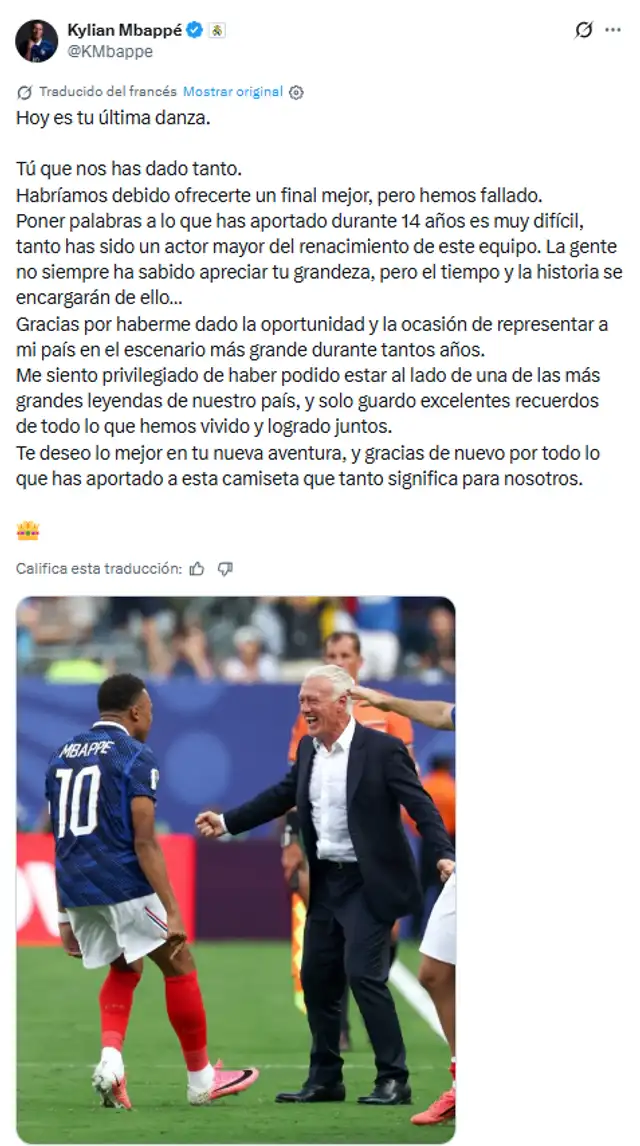 Mensaje de Mbappé a Deschamps Mensaje de Mbappé a Deschamps