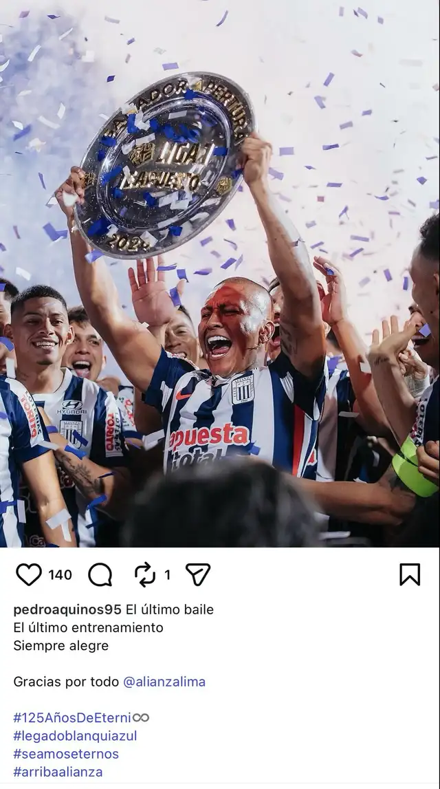 Pedro Aquino se despidió de Alianza Lima tras salir campeón del Torneo Apertura 2026