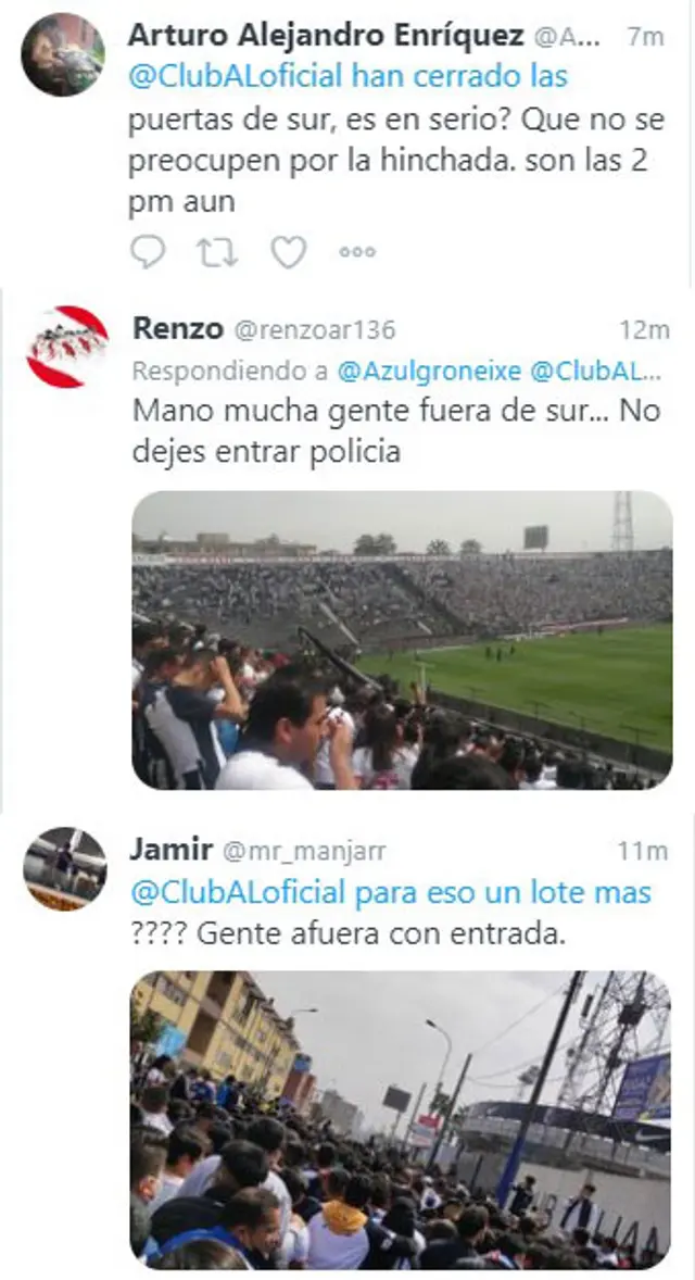 Hinchas reportan problemas para ingresar a Matute.   