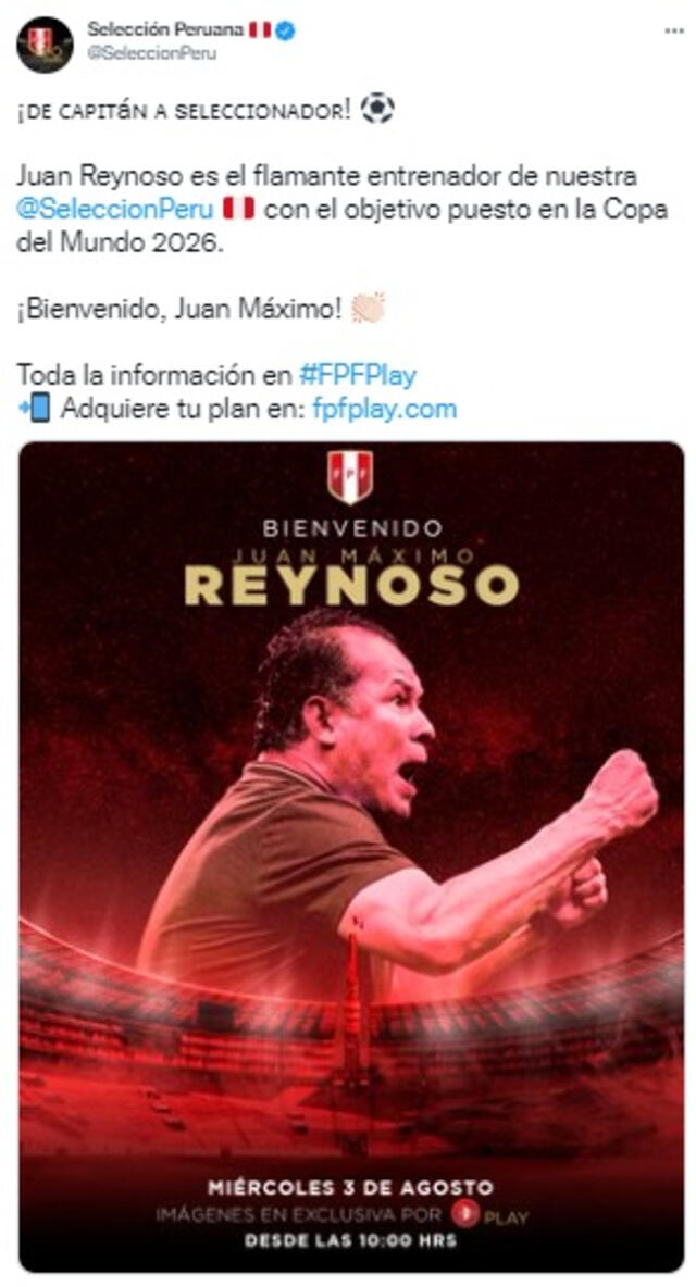 Juan Reynoso es el nuevo técnico de la Selección Peruana. Juan Reynoso es el nuevo técnico de la Selección Peruana.