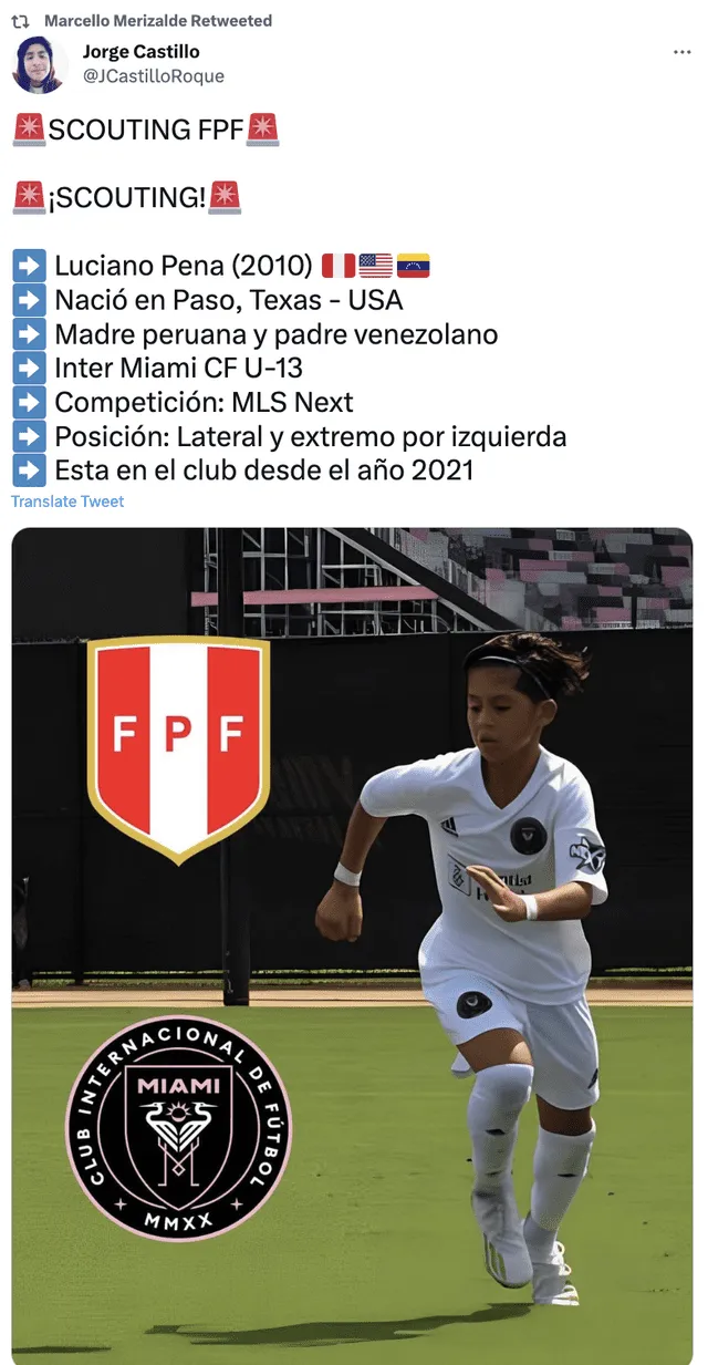 Esta promesa podría ser parte de la Selección Peruana en un futuro cercano. Foto: Twitter. Esta promesa podría ser parte de la Selección Peruana en un futuro cercano. Foto: Twitter.