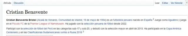 Cristian Benavente en Wikipedia