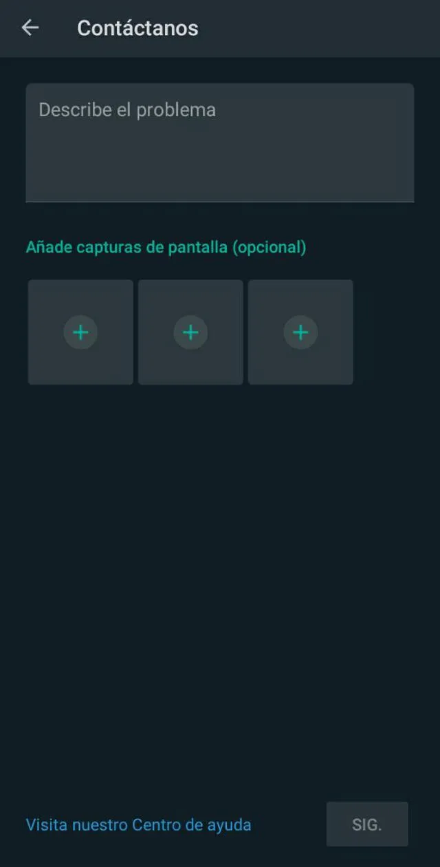 Reporta problema en WhatsApp