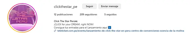 El concurso "Click the Star" permitirá elegir a 20 jóvenes entre 15 y 25 años. Foto: Instagram.   