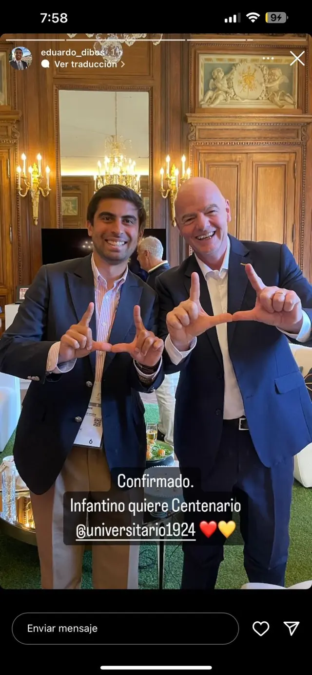 Gianni Infantino, Universitario de Deportes Gianni Infantino, Universitario de Deportes