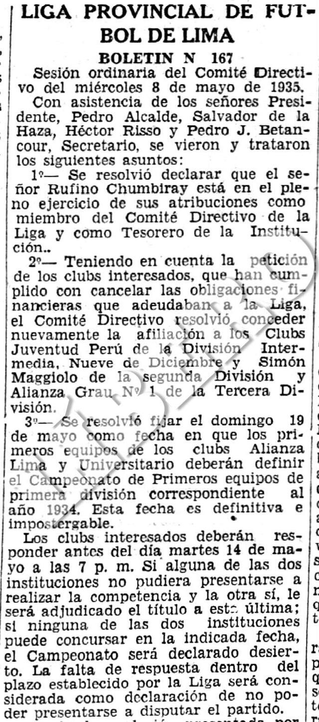 boletin 167 alianza lima