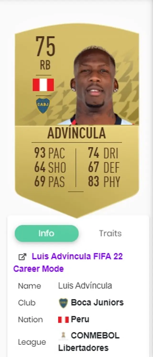Luis Advíncula obtuvo su primera carta de oro en el videojuego Luis Advíncula obtuvo su primera carta de oro en el videojuego