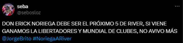Hinchas de River Plate piden a Erick Noriega como fichaje