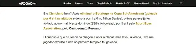 FogãoNET, Sport Boys, Cienciano, Botafogo
