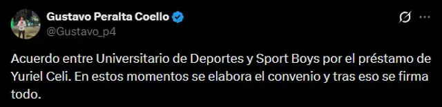 Universitario y Sport Boys afinan detalles para llegada de Celi. Foto: X