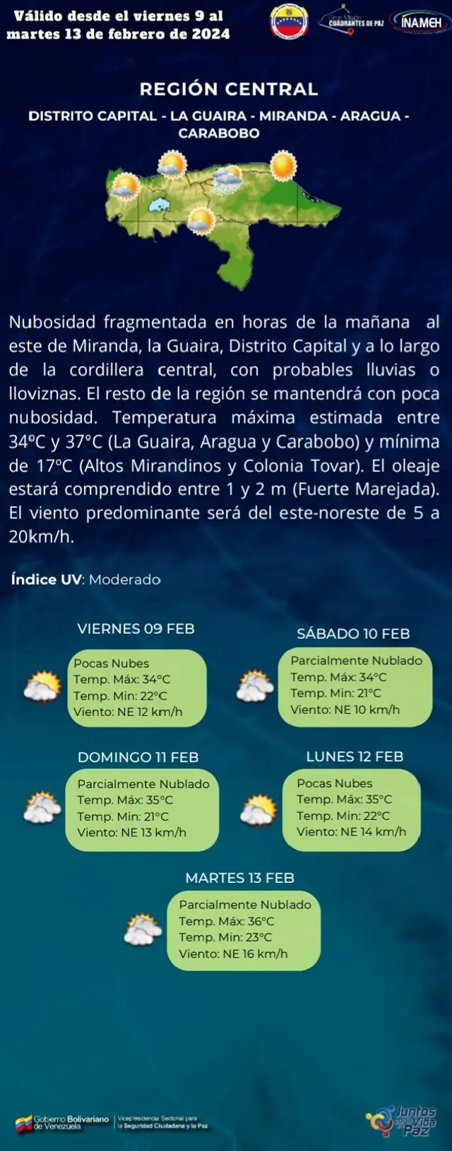 Se pronostican algunos intervalos lluviosos en buena parte del país. Foto: Inameh. Se pronostican algunos intervalos lluviosos en buena parte del país. Foto: Inameh.
