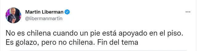 Tweet de Martín Liberman sobre el gol de Messi.   