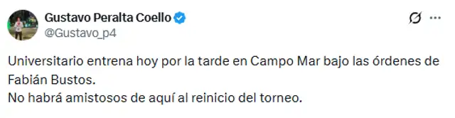 Universitario no tendrá partidos amistosos