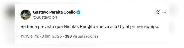 Rengifo puede volver a la U Rengifo puede volver a la U