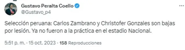 Zambrano y Gonzáles son bajas en Perú