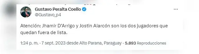 Los jugadores que quedaron fuera del Paraguay vs Perú