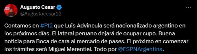 Luis Advíncula será argentino en los próximos días.   