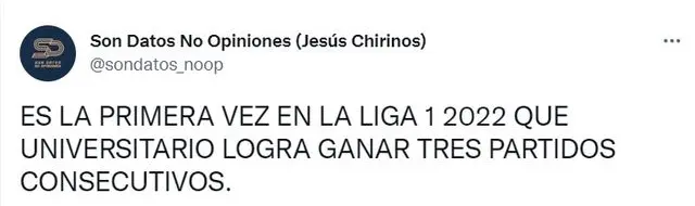 Universitario ganó por primera vez este 2022 tres partidos consecutivos.   